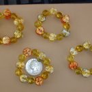 Hand beaded Napkin Rings Gold Red Blue Set of 4