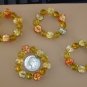 Hand beaded Napkin Rings Gold Red Blue Set of 4