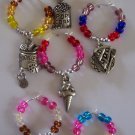 6 Snack Food Wine Glass Charms Beverage Marker