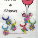 6 Fun Pinwheel Colorful Wine Glass Charms Beverage Markers