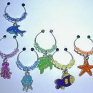 Set of 6 Under the Sea Wine Glass Charms Beverage Markers