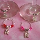 4 Silvertone Love Bridal Party Wedding Love Wine Charms Markers
