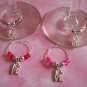 4 Silvertone Love Bridal Party Wedding Love Wine Charms Markers