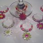 Crazy Daisy 6 Wine Glass Charms Beverage Markers