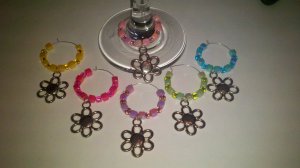 Spring Flower Wine Glass Charm-Set of 6