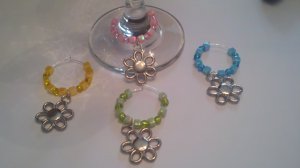 Spring Flowers Wine Glass Charms-Set of 4