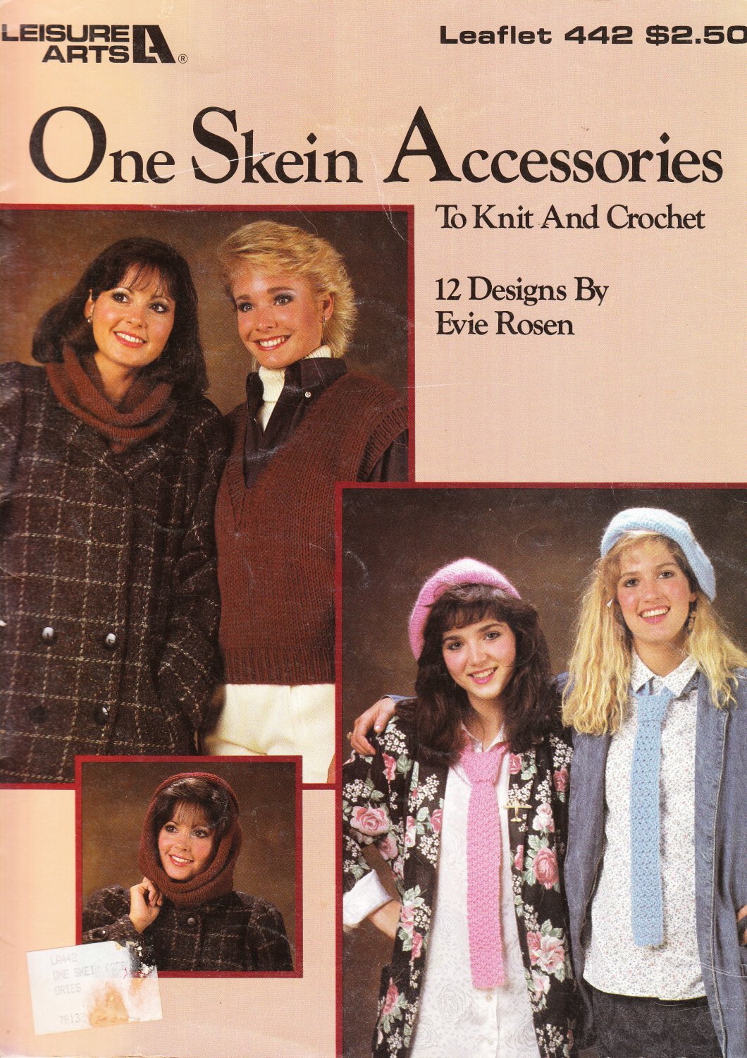 Leisure Arts One Skein Accessories 1986 Knit and Crochet Pattern Leaflet #442
