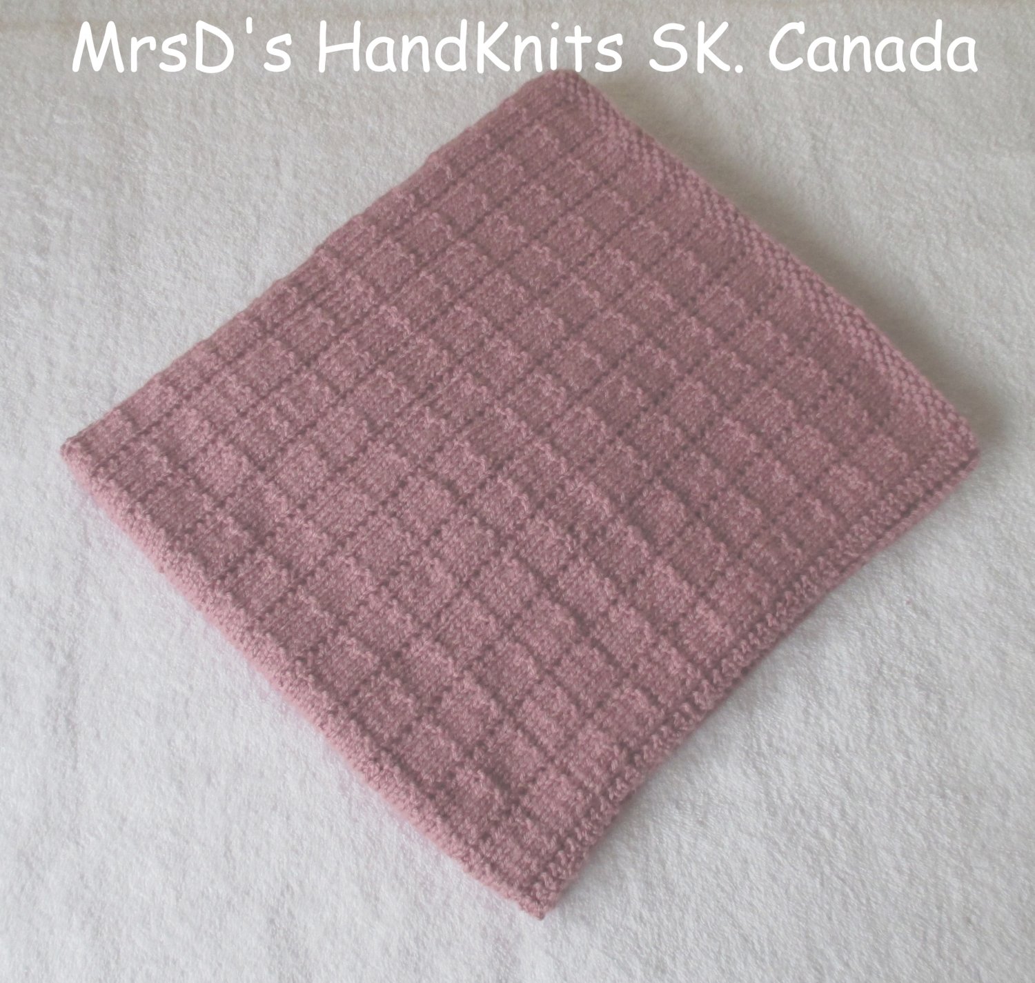 Hand Knit 27 X 31 inch Baby Blanket Lap Blanket Afghan Dusty Rose Color
