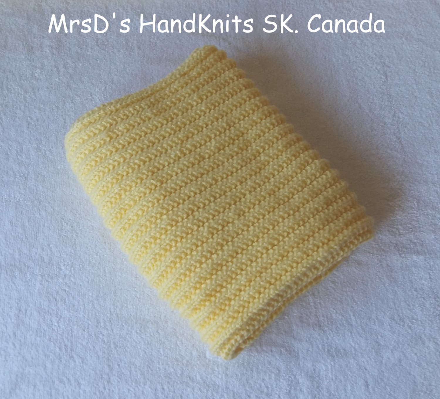Hand Knit Yellow Baby Blanket Lap Blanket Afghan 25 X 35 Inches