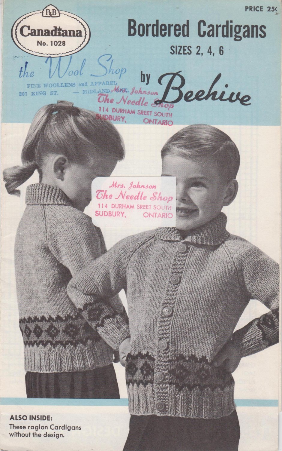 Patons Beehive Canadiana #1028 Bordered Cardigans Vintage Knitting Pattern