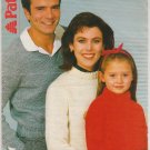 Patons Chunky Knitting Pattern #3044 Crew Neck V Neck Sweaters size 26-44 inches