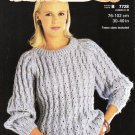 Patons 1984 Knitting Pattern #7728 Loose Eyelet Pattern Sweater