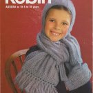 Robin Knitting Pattern #2948 to knit Hat Scarf Mitts to fit sizes 4 to 14 years