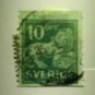 SWEDEN #127V 10ORE LION, FRAME RARE-WMK USED, SCARCE -VERY FINE-FV