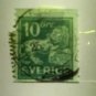 SWEDEN #127V 10ORE LION, FRAME RARE-WMK USED, SCARCE -VERY FINE-FV