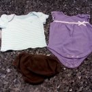0-3  MONTHS-3 PCS BABY GIRL ONESIZE & T SHIRT L@@K!! GENTLY PRE-OWNED SANITIZED