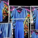 SZ 9-10 VTG EXOTIC COUTURE -BLUE JERSEY DRESS  & SPARKLING GOLA SWINGING TOP