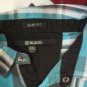 XXL BLACK SLIM FIT TEAL BLACK MANâS SHIRT LONG SLEEVES WESTERN L@@K!!