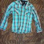 XXL BLACK SLIM FIT TEAL BLACK MANâS SHIRT LONG SLEEVES WESTERN L@@K!!
