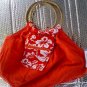 RARE-SUPERB HAWAIIAN VIBRANT HOBBO BAG BAMBOO HANDLES. L@@K!! 14X 16 X 2.5"