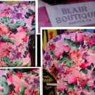 S-M BLAIR FASHION FLORAL FAUX SILK BLOUSE L@@K  -BOUTIQUE FASHION