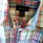 46-48_ XL-NO BOUNDARIES PINK WHITE-BLUE PLAID MAN’S SHIRT. L@@K!