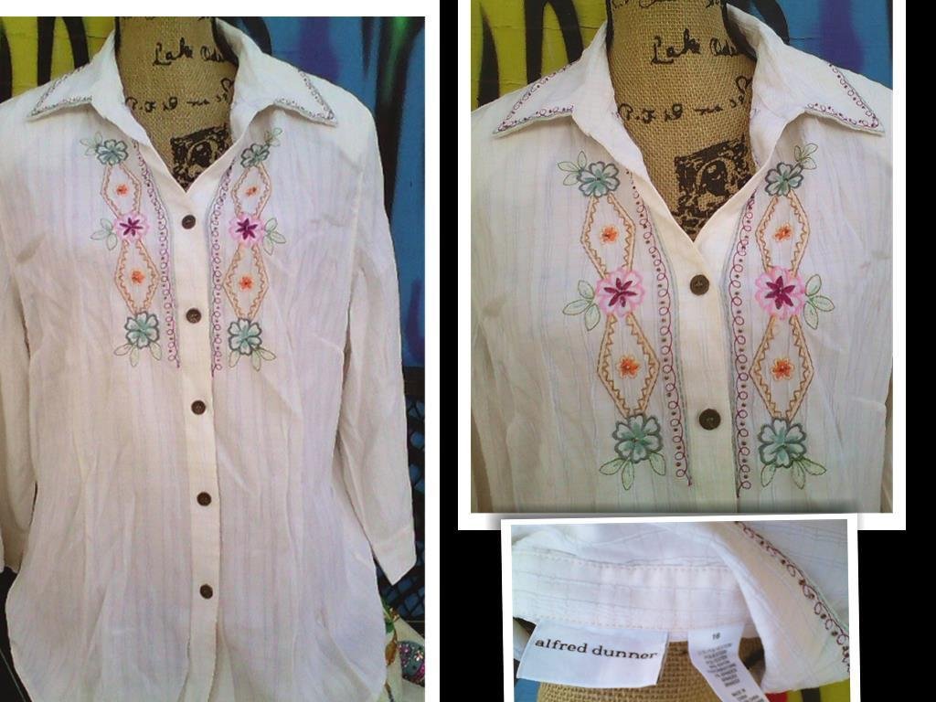 SZ 14 ALFRED DUNNER EMBROIDERED CAREER SHIRT L@@KÂ L@@K