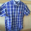 SZ SMALL JR- MAN US POLO ASSN PLAID BLUE COTTON SHIRT –L@@K