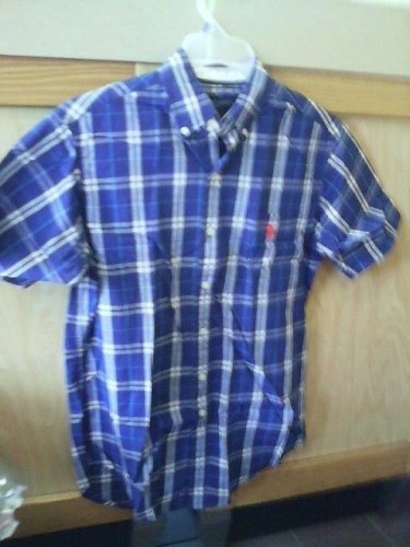 SZ SMALL JR- MAN US POLO ASSN PLAID BLUE COTTON SHIRT &acirc;��L@@K