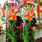SZ S/MEDIUM VT MINT EXOTIC RARE HAWAIIAN FLORA BLOUSE STRETCHY L@@K!!
