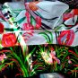SZ S/MEDIUM VT MINT EXOTIC RARE HAWAIIAN FLORA BLOUSE STRETCHY L@@K!!