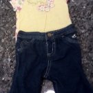 0-3 MONTHS 2PCS BABY GIRL T-SHIRT DECOR AND BLUE PANTS-CUTE L@@K!!