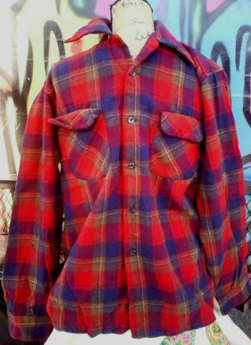 SZ XL-LG PENDLETON PLAID VIRGIN WOOL SHIRT SILVERWOOD TAYLORING-RARE FIND!!!