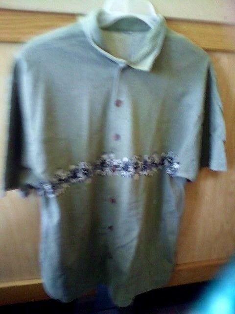 SZ. MEDIUM 100% Polyester OLIVE GREEN HAWAIIAN SHIRT
