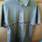 SZ. MEDIUM 100% Polyester OLIVE GREEN HAWAIIAN SHIRT