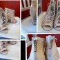 SZ 5.5 EXOTIC  STILETTOS LACED PUMPS BEIGE LACED-BOUTIQUE HIGH HEELS 4" L@@K!!