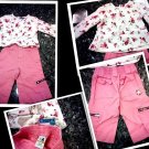 0-3 MONTHSFANCY SET  BABY GIRL 2 PCS SET PANTS AND TOP SPRCKETS ....L@@K!!