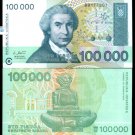 1993 CROATIA 100000 DINARA NOTE GEM CRISP UNC