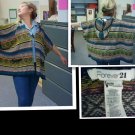 M/M FOREVER 21 WOMAN’S FASHIONABLE COLORFUL  PONCHO L@@K!!