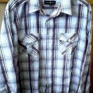 XXL BEVERLY HILLS POLO PLAID BROWN-WHITE MAN’S SHIRT L@@K!!
