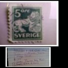 SWEDEN #130v-5ore Lion, WAVY LINE -WTERmk, used, scarce ,RARE CANCEL