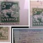 SWEDEN #130v-5ore Lion, WAVY LINE -WTERmk, used, scarce ,RARE CANCEL