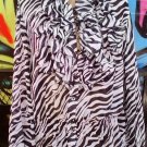 Sz 2X EXOTIC ISABELLA RODRIGUEZ ZEBRA FASHIONABLE RUFFLED BLOUSE L@@K