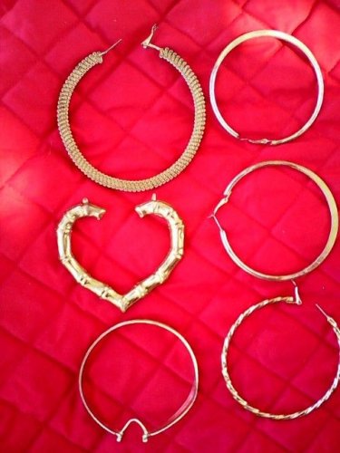 6 ODD GOLD PLATED LEVERBACK HOOP EARRINGS L@@K