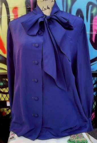 SMALL-MEDIUM HIGH COUTURE VERA MAXWELL VTG SILK BLOUSE L@@K!!