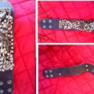 FANCY 100% LEATHER VTG BRACELETE-JEWELED.  FINELY CRAFTED