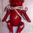 2.5" PENDANT RARE IRON BEAR ORNAMENT RED L@@K!!