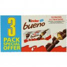 Kinder Bueno Chocolate 30 count double bar (43g x 30 bars) 3 pack