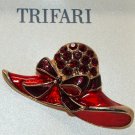 Trifari Enamel & Rhinestone Red Hat Society Pin Brooch, FREE SHIPPING Trifari Enamel & Rhinestone Red Hat Society Pin Brooch, FREE SHIPPING