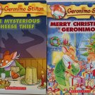 2 Geronimo Stilton Scholastic Chapter Books - Mysterious Cheese Thief & Merry Christmas, Geronimo!